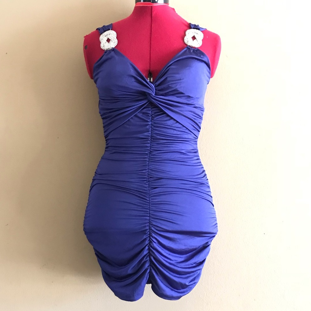 Sexy form fitting purple dress